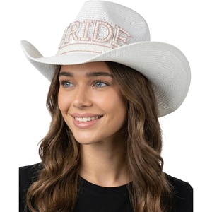 image:imageFunky Junque Womens Rhinestone Cowboy Hat  Lightweight Straw Cowboy Hat with Sun Protection Concerts Festivals and Western for WomenBride WhiteHot Pink