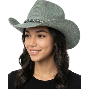 image:imageFunky Junque Womens Rhinestone Cowboy Hat  Lightweight Straw Cowboy Hat with Sun Protection Concerts Festivals and Western for WomenPearl  Rhinestone  Sage