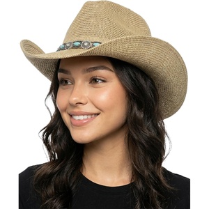 image:imageFunky Junque Womens Rhinestone Cowboy Hat  Lightweight Straw Cowboy Hat with Sun Protection Concerts Festivals and Western for WomenPearl  Rhinestone  Natural