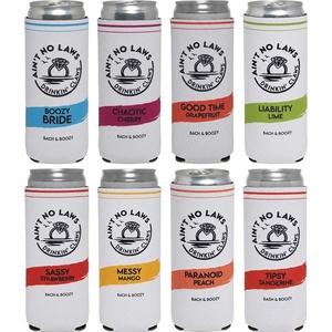 image:imageSlim Can Cooler  Tipsy by Noon  7 Pack  Insulated slim can cooler with funny designs for beach bachelorettes bridal showers pool parties amp girls weekendsAint No Laws  8 pk  Bach Party Set