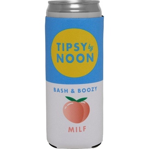 image:imageSlim Can Cooler  Tipsy by Noon  7 Pack  Insulated slim can cooler with funny designs for beach bachelorettes bridal showers pool parties amp girls weekendsMilf  Peach