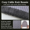image:imageFunky Junque Basics Winter Thick Cable Knit Beanie Hat Fleece Lined Soft Chunky Warm Toboggan Skull Cap for Men WomenLight Grey
