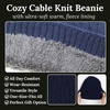 image:imageFunky Junque Basics Winter Thick Cable Knit Beanie Hat Fleece Lined Soft Chunky Warm Toboggan Skull Cap for Men WomenNavy Blue