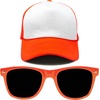 image:imageFunky Junque Blank Mesh Foam Lightweight Snapback Trucker Hat  Lightweight Foam Trucker Hat with Breathable Mesh Back Golf Beach and Street Style Trendy Trucker Hats for MenHat Neon OrangeWhite  Sunglasses Neon Orange