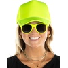 image:imageFunky Junque Blank Mesh Foam Lightweight Snapback Trucker Hat  Lightweight Foam Trucker Hat with Breathable Mesh Back Golf Beach and Street Style Trendy Trucker Hats for MenHat Neon Yellow  Sunglasses Neon Yellow