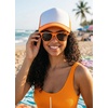 image:imageFunky Junque Blank Mesh Foam Lightweight Snapback Trucker Hat  Lightweight Foam Trucker Hat with Breathable Mesh Back Golf Beach and Street Style Trendy Trucker Hats for MenHat Neon OrangeWhite  Sunglasses Neon Orange