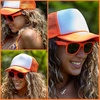 image:imageFunky Junque Blank Mesh Foam Lightweight Snapback Trucker Hat  Lightweight Foam Trucker Hat with Breathable Mesh Back Golf Beach and Street Style Trendy Trucker Hats for MenHat Neon OrangeWhite  Sunglasses Neon Orange