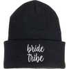 image:imageFunky Junque Bride Beanie for Women  Embroidered Bachelorette Party Favors Knit Wedding Hat Bridesmaid AccessoriesBride Tribe  Black Cursive
