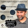 image:imageFunky Junque Mens Panama Porkpie Fedora Linen Summer Beach Hat  Lightweight fedora with adjustable fit for beach poolside lounging summer vacations amp outdoor adventuresDeep Blue