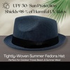 image:imageFunky Junque Mens Panama Porkpie Fedora Linen Summer Beach Hat  Lightweight fedora with adjustable fit for beach poolside lounging summer vacations amp outdoor adventuresDeep Blue