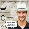 image:imageFunky Junque Mens Panama Porkpie Fedora Linen Summer Beach Hat  Lightweight fedora with adjustable fit for beach poolside lounging summer vacations amp outdoor adventuresIvory