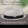 image:imageFunky Junque Mens Panama Porkpie Fedora Linen Summer Beach Hat  Lightweight fedora with adjustable fit for beach poolside lounging summer vacations amp outdoor adventuresLight Grey