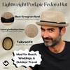image:imageFunky Junque Mens Panama Porkpie Fedora Linen Summer Beach Hat  Lightweight fedora with adjustable fit for beach poolside lounging summer vacations amp outdoor adventuresSand