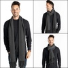 image:imageFunky Junque Mens Waffle Knit Scarf  Warm Winter Scarves for Men with Tassels Soft Knitted Long Scarf for Cold WeatherCharcoal
