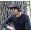 image:imageFunky Junque Newsboy Hats for Men Wool Ivy Flat Cap with Ear Flaps Fitted Winter Scally Gatsby Earflaps Driver BeretBrown Plaid