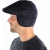 image:imageFunky Junque Newsboy Hats for Men Wool Ivy Flat Cap with Ear Flaps Fitted Winter Scally Gatsby Earflaps Driver BeretCharcoal Plaid