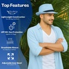 image:imageFunky Junque Packable Straw Fedora Mens Panama Trilby Hat  Natural straw fedora with grosgrain band for vacations outdoor weddings city explorations amp summer travelLight Blue