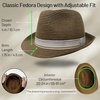 image:imageFunky Junque Packable Straw Fedora Mens Panama Trilby Hat  Natural straw fedora with grosgrain band for vacations outdoor weddings city explorations amp summer travelCoffee Brown
