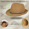 image:imageFunky Junque Packable Straw Fedora Mens Panama Trilby Hat  Natural straw fedora with grosgrain band for vacations outdoor weddings city explorations amp summer travelNatural Sand