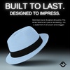 image:imageFunky Junque Packable Straw Fedora Mens Panama Trilby Hat  Natural straw fedora with grosgrain band for vacations outdoor weddings city explorations amp summer travelLight Blue