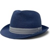 image:imageFunky Junque Packable Straw Fedora Mens Panama Trilby Hat  Natural straw fedora with grosgrain band for vacations outdoor weddings city explorations amp summer travelNavy Blue