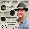 image:imageFunky Junque Packable Straw Fedora Mens Panama Trilby Hat  Natural straw fedora with grosgrain band for vacations outdoor weddings city explorations amp summer travelJet Black