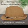 image:imageFunky Junque Packable Straw Fedora Mens Panama Trilby Hat  Natural straw fedora with grosgrain band for vacations outdoor weddings city explorations amp summer travelNatural Sand