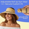 image:imageFunky Junque Packable Straw Sun Hat Womens Wide Brim Ponytail  Foldable straw hat with rollup design for beach days gardening travel amp outdoor adventuresNatural Hello Sunshine
