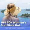 image:imageFunky Junque Packable Straw Sun Hat Womens Wide Brim Ponytail  Foldable straw hat with rollup design for beach days gardening travel amp outdoor adventuresNatural Resting Beach Face