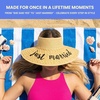 image:imageFunky Junque Packable Straw Sun Hat Womens Wide Brim Ponytail  Foldable straw hat with rollup design for beach days gardening travel amp outdoor adventuresNatural Just Married
