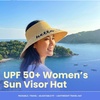 image:imageFunky Junque Packable Straw Sun Hat Womens Wide Brim Ponytail  Foldable straw hat with rollup design for beach days gardening travel amp outdoor adventuresNatural Hello Sunshine
