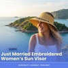 image:imageFunky Junque Packable Straw Sun Hat Womens Wide Brim Ponytail  Foldable straw hat with rollup design for beach days gardening travel amp outdoor adventuresNatural Just Married