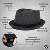 image:imageFunky Junque Wool Blend Porkpie Fedora Classic Trilby Dress Hat  Porkpie wool blend hat with grosgrain band for autumn wear winter outings formal events amp vintage styleCharcoalBlack Herringbone