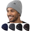 image:imageFunky Junque Basics Winter Thick Cable Knit Beanie Hat Fleece Lined Soft Chunky Warm Toboggan Skull Cap for Men WomenLight Grey