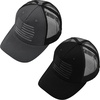 image:imageFunky Junque Mesh Mens American Flag Trucker Hat  Lightweight Cotton Cap with Sun Protection Golf Beach and Vacation Trendy Caps for Men2 Pack American Flag  GreyBlack  Black