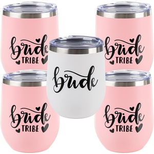 image:imageFunky Junque 12 OZ Insulated Wine Tumbler Bundle  1 Bride whiteblack amp 4 bride tribe pinkblack