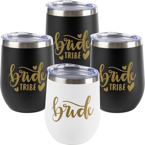 image:imageFunky Junque 12 OZ Insulated Wine Tumbler Bundle  1 Bride whitegold amp 3 Bride Tribe blackgold