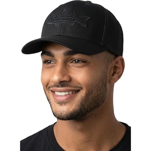 image:imageFunky Junque American Flag Trucker Hat  Adjustable Cotton Cap with Sun Protection Golf Beach and Vacation Trendy Caps for MenBig Fish W Flag Fill  Black