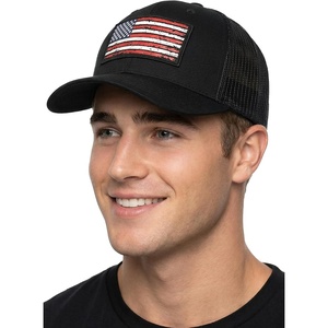 image:imageFunky Junque American Flag Trucker Hat  Adjustable Cotton Cap with Sun Protection Golf Beach and Vacation Trendy Caps for MenTactical Flag  BlackRed  White   Blue Flag Mesh