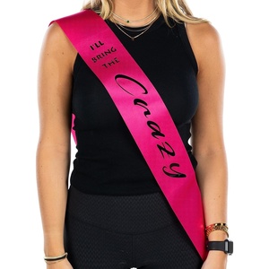 image:imageFunky Junque Bachelorette Sash for Bride  Bridal Shower Gifts Bridesmaid Party Decorations Wedding SashesIll Bring the  Crazy Hot Pink