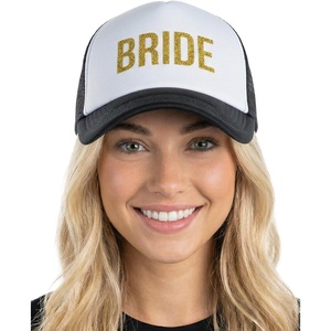 image:imageFunky Junque Bachelorette Trucker Hat for Women  Bride Tribe Squad Cap Mesh Bridal Shower GiftsBride  Black  White W Gold