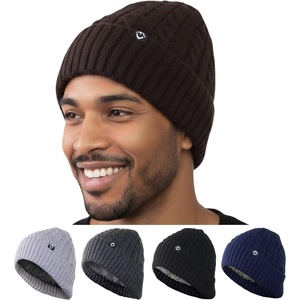 image:imageFunky Junque Basics Winter Thick Cable Knit Beanie Hat Fleece Lined Soft Chunky Warm Toboggan Skull Cap for Men WomenBrown