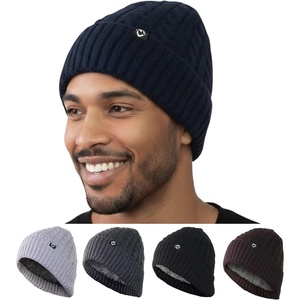 image:imageFunky Junque Basics Winter Thick Cable Knit Beanie Hat Fleece Lined Soft Chunky Warm Toboggan Skull Cap for Men WomenNavy Blue