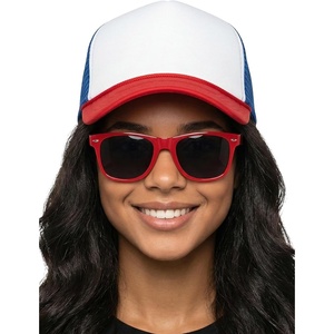 image:imageFunky Junque Blank Mesh Foam Lightweight Snapback Trucker Hat  Lightweight Foam Trucker Hat with Breathable Mesh Back Golf Beach and Street Style Trendy Trucker Hats for MenHat RedWhiteBlue  Sunglasses Red