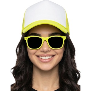 image:imageFunky Junque Blank Mesh Foam Lightweight Snapback Trucker Hat  Lightweight Foam Trucker Hat with Breathable Mesh Back Golf Beach and Street Style Trendy Trucker Hats for MenHat Neon YellowWhite  Sunglasses Neon Yellow