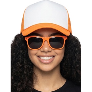 image:imageFunky Junque Blank Mesh Foam Lightweight Snapback Trucker Hat  Lightweight Foam Trucker Hat with Breathable Mesh Back Golf Beach and Street Style Trendy Trucker Hats for MenHat Neon OrangeWhite  Sunglasses Neon Orange