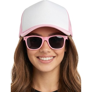image:imageFunky Junque Blank Mesh Foam Lightweight Snapback Trucker Hat  Lightweight Foam Trucker Hat with Breathable Mesh Back Golf Beach and Street Style Trendy Trucker Hats for MenHat Light PinkWhite  Sunglasses Light Pink