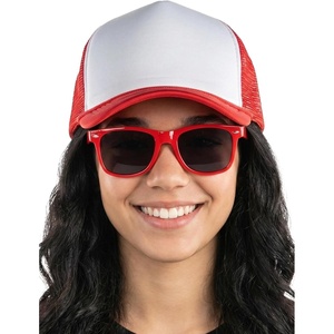 image:imageFunky Junque Blank Mesh Foam Lightweight Snapback Trucker Hat  Lightweight Foam Trucker Hat with Breathable Mesh Back Golf Beach and Street Style Trendy Trucker Hats for MenHat RedWhite  Sunglasses Red