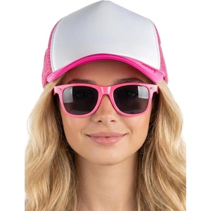 image:imageFunky Junque Blank Mesh Foam Lightweight Snapback Trucker Hat  Lightweight Foam Trucker Hat with Breathable Mesh Back Golf Beach and Street Style Trendy Trucker Hats for MenHat Hot PinkWhite  Sunglasses Hot Pink