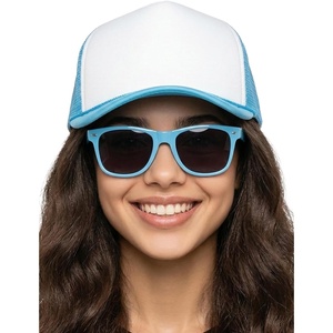 image:imageFunky Junque Blank Mesh Foam Lightweight Snapback Trucker Hat  Lightweight Foam Trucker Hat with Breathable Mesh Back Golf Beach and Street Style Trendy Trucker Hats for MenHat AquaWhite  Sunglasses Aqua